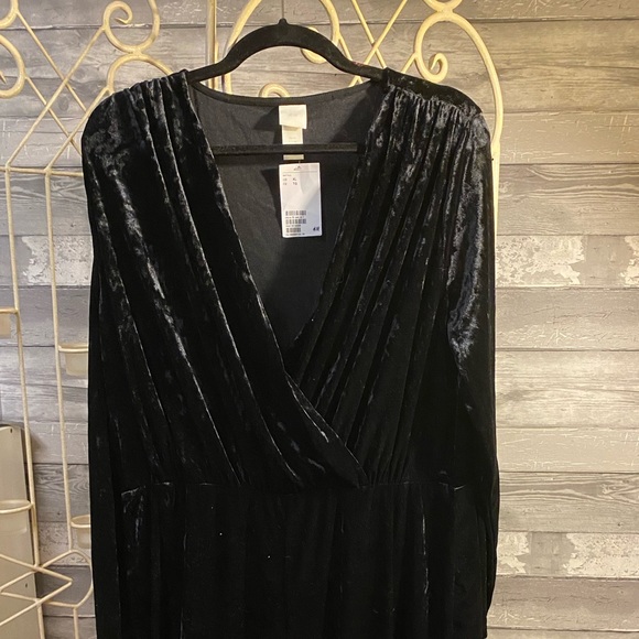 H&M black Velour wide leg jump suit XL - Picture 3 of 5
